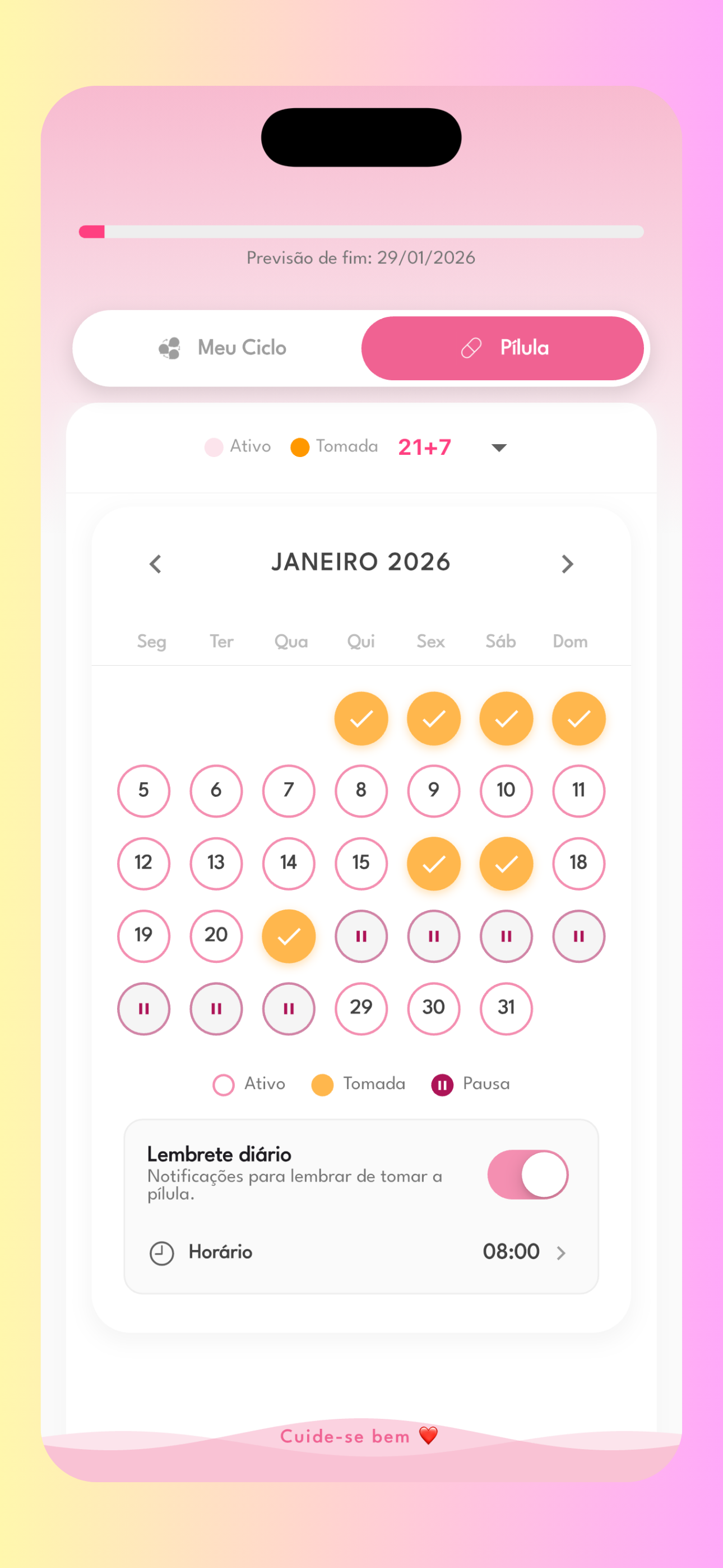 Mile: Tabela e Ciclo Menstrual
