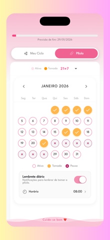 Mile: Tabela e Ciclo Menstrual iPhone screenshot