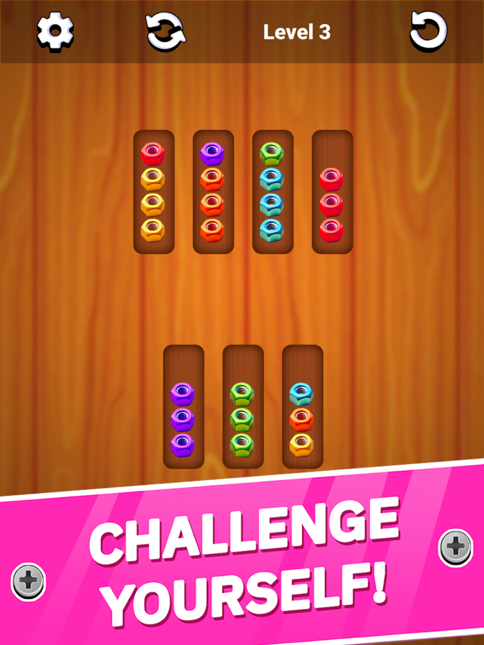 Color Nuts Jam - Bolts Sort 3D