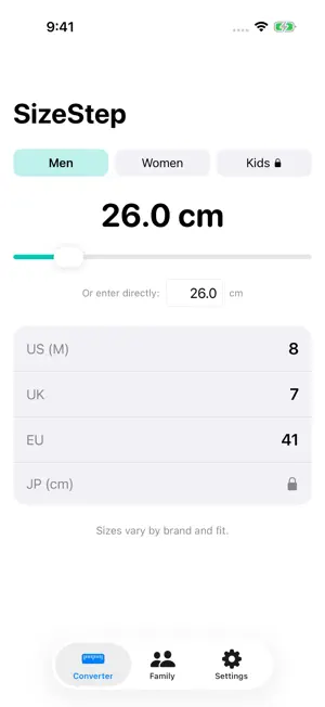 SizeStep: Shoe Size Converter screenshot 1