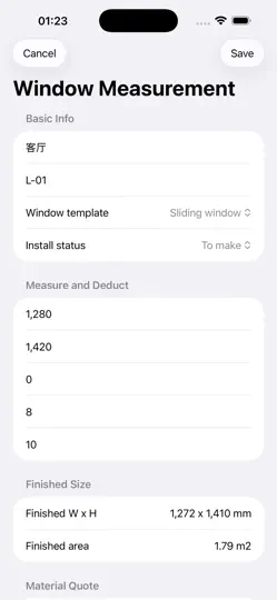 Screenshot von Fliegengitter Maß &2026 auf dem iPhone 2