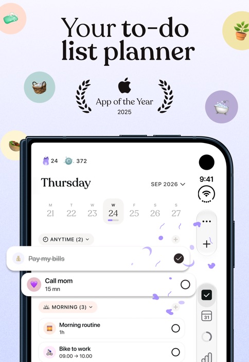 Tiimo on iPhone Duo’s inner display, from the developer’s App Store screenshots.
