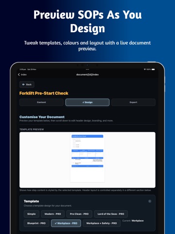 Quick SOP: Work Instructions iPad screenshot