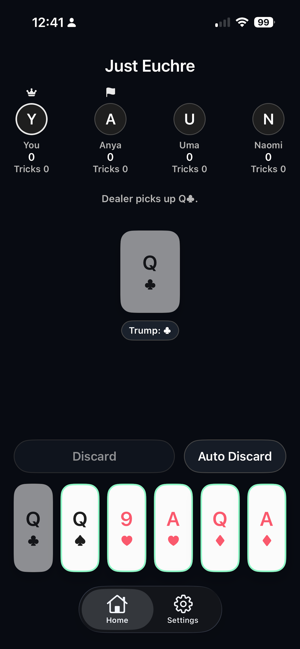 Just Euchre screenshot 2