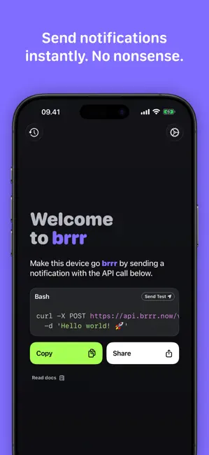 brrr • send push notifications iPhone screenshot 1