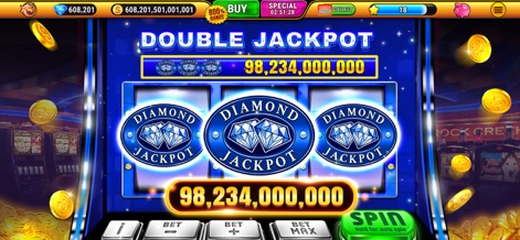 Wild Classic Slots Casino Game - The app showcases dazzling "DOUBLE JACKPOT" symbols, emphasizing the thrilling potential for massive virtual payouts.