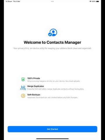 Contacts Manager iPad screenshot