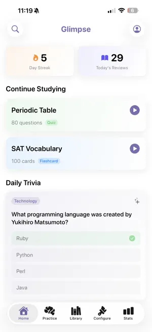 Glimpse - Study & Flashcards screenshot 1