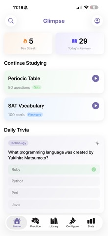 Glimpse - Study & Flashcards Screenshot 1 of 10