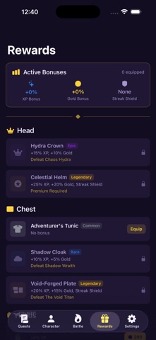 QuestHabit: RPG Habit Tracker iPhone screenshot