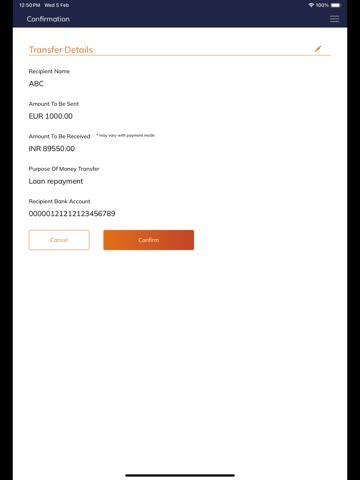 Money2India (Europe) iPad screenshot