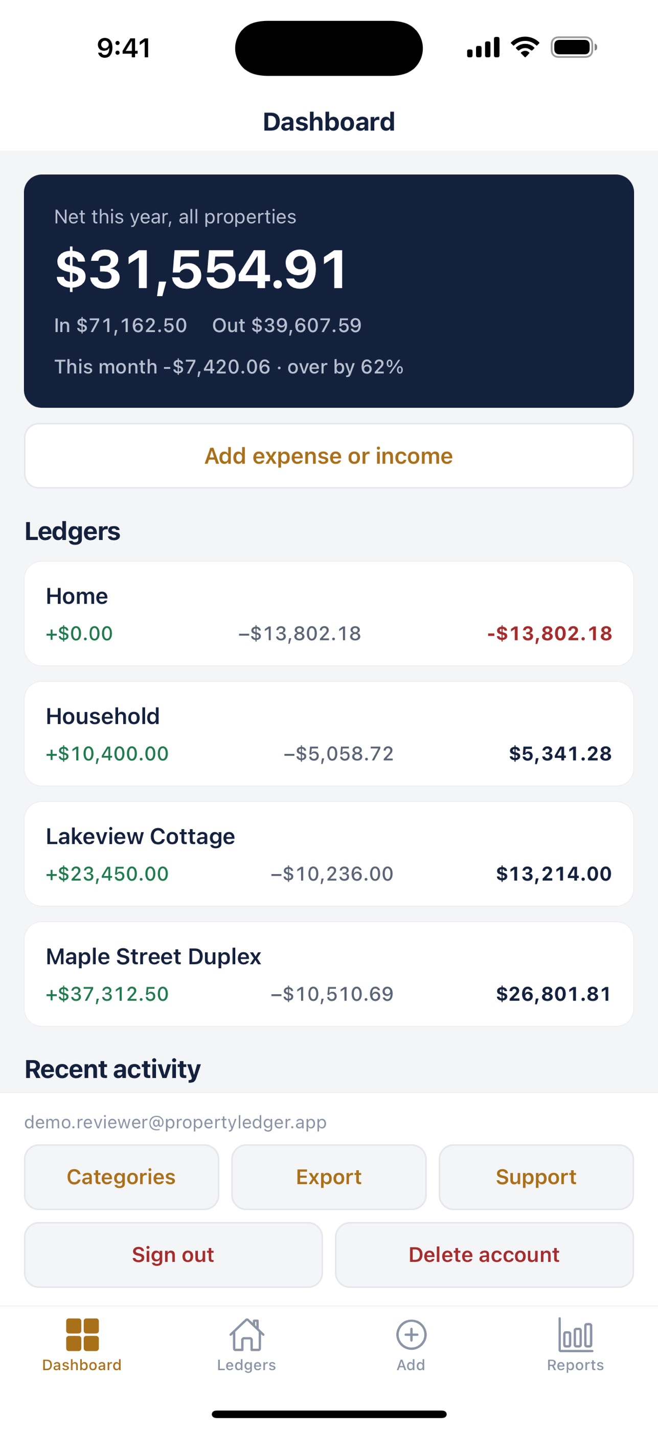 Screenshot 1 of PropertyLedger: Rental P&L