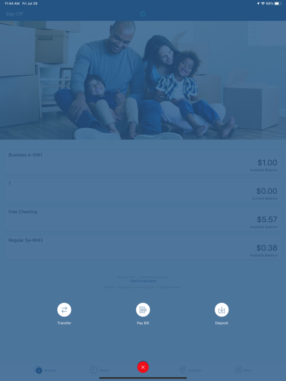 Chickasaw Bank Mobile iPad screenshot 2 - Finance app