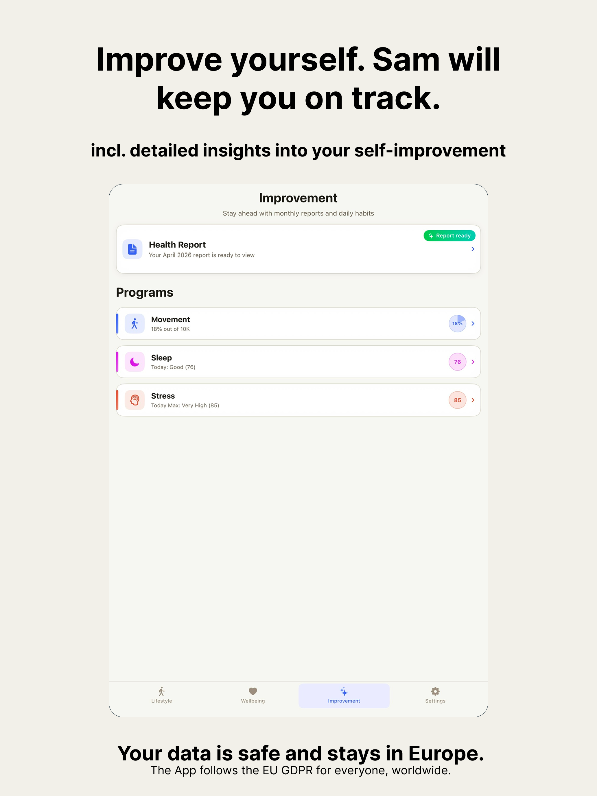 Sam Health: Self-Improvement