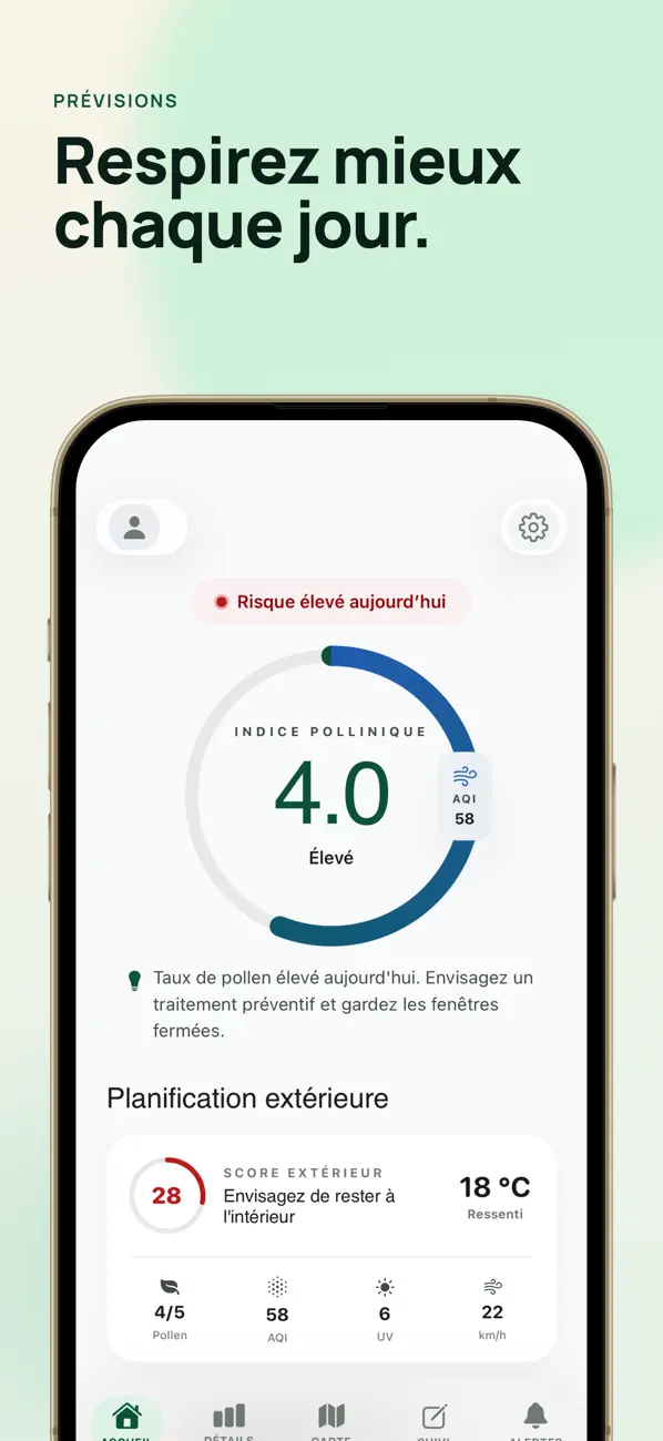 Screenshot #1 pour Aeras Pollen Allergie Tracker
