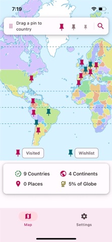 Pinned: Travel Map & Planner Screenshot 1 of 5