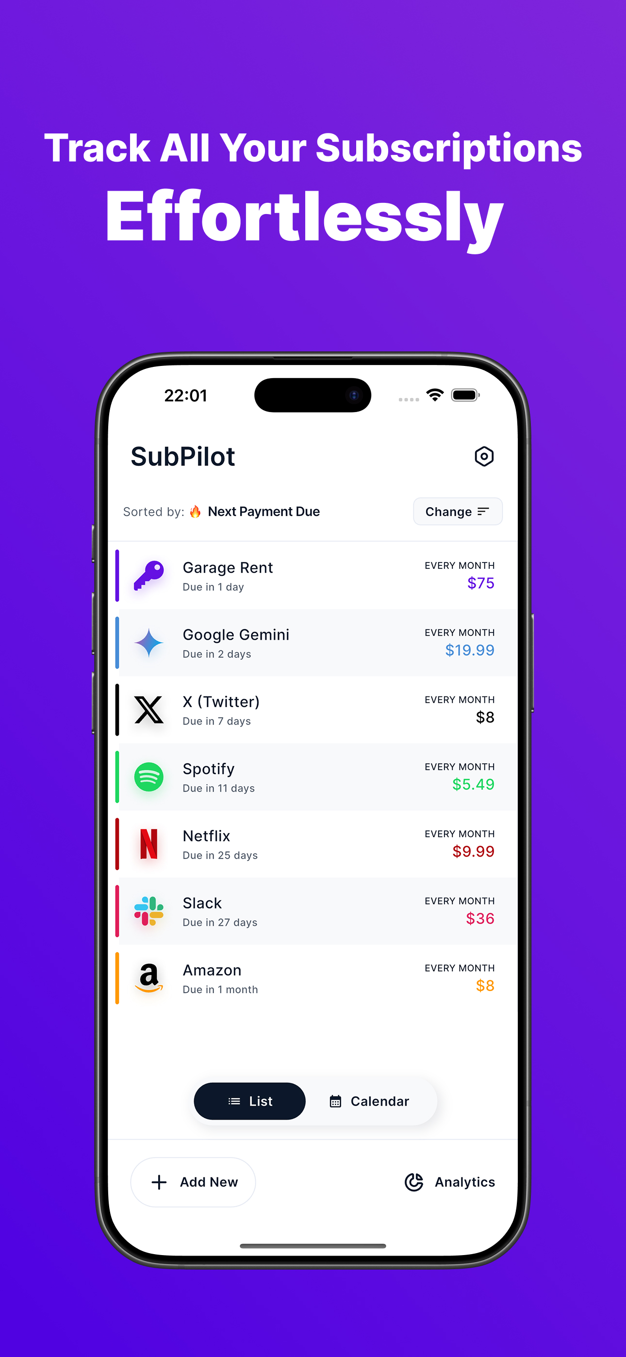 Subscription Tracker: SubPilot