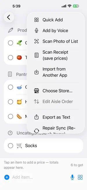 Tally: Smart Grocery List screenshot 2