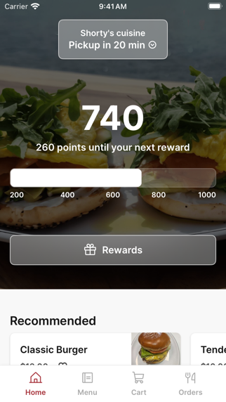 Shorty's cuisine app screenshot