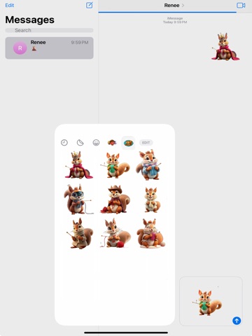 Knitting Squirrel Stickers iPad screenshot