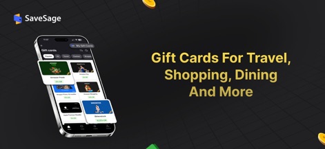 SaveSage®: Credit Card Points - Explore a wide array of 'Gift Cards' from popular brands like 'Amazon Fresh' and 'Apple Premium Reseller,' clearly showing attractive discounts such as '2% off' or '10% off'.
