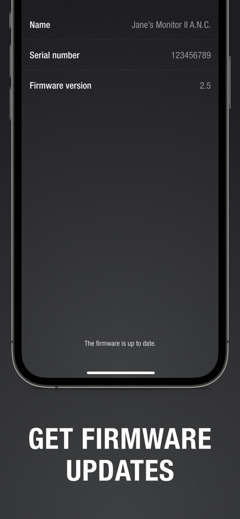 Marshall Bluetooth - Die App zeigt wichtige Details zum verbundenen Gerät, wie den Namen und die aktuelle Firmware-Version (z.B. 2.5), und informiert den Nutzer über den Aktualisierungsstatus.
