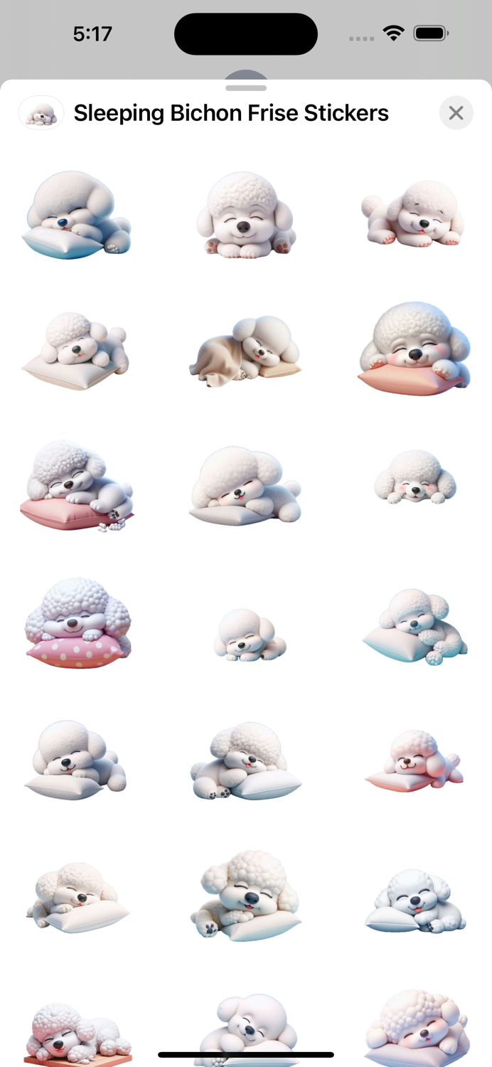 Sleeping Bichon Frise Stickers