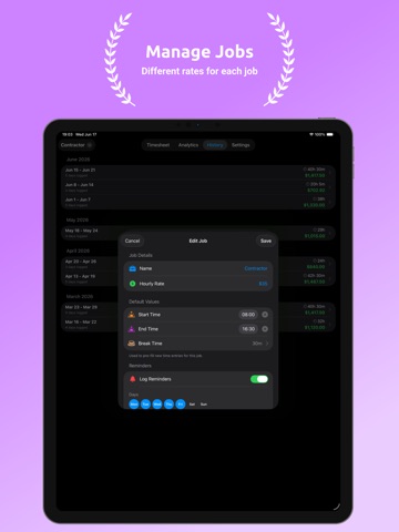 Time Calculator: Timesheets iPad screenshot