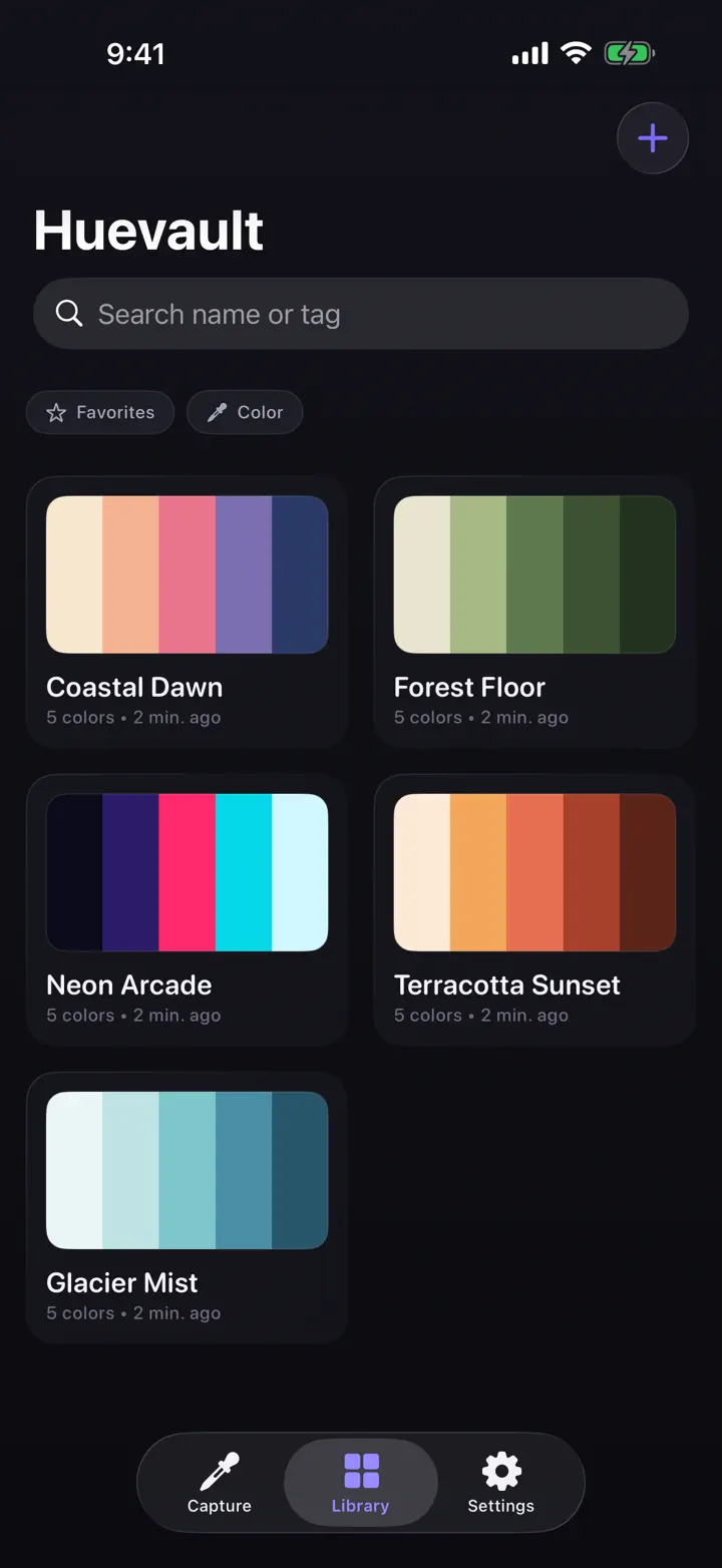 The Hue vault iPhone 6.7" screenshot 1: OKLCH palettes & design tokens