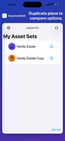 EasyAssetSplit iPhone screenshot
