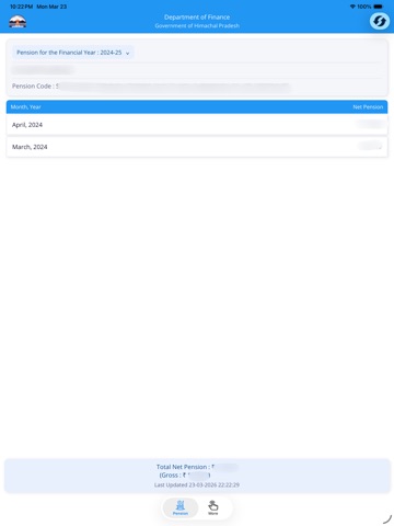 ePension HP Govt Pensioners iPad screenshot