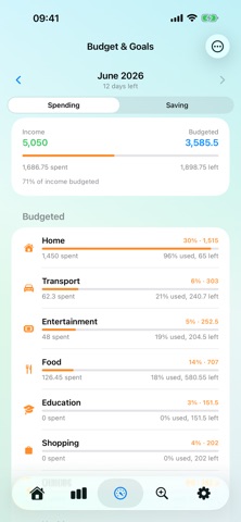 Savings: Income and expense iPhone screenshot