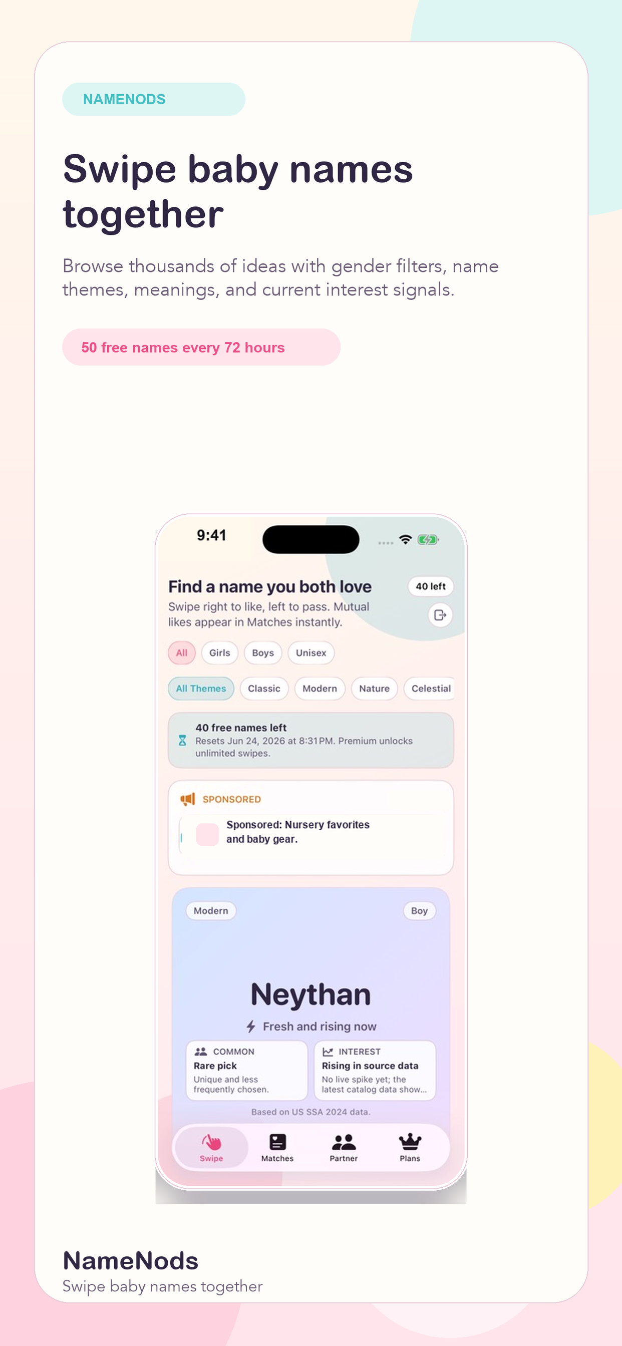 NameNods: Baby Name Match screenshot 3