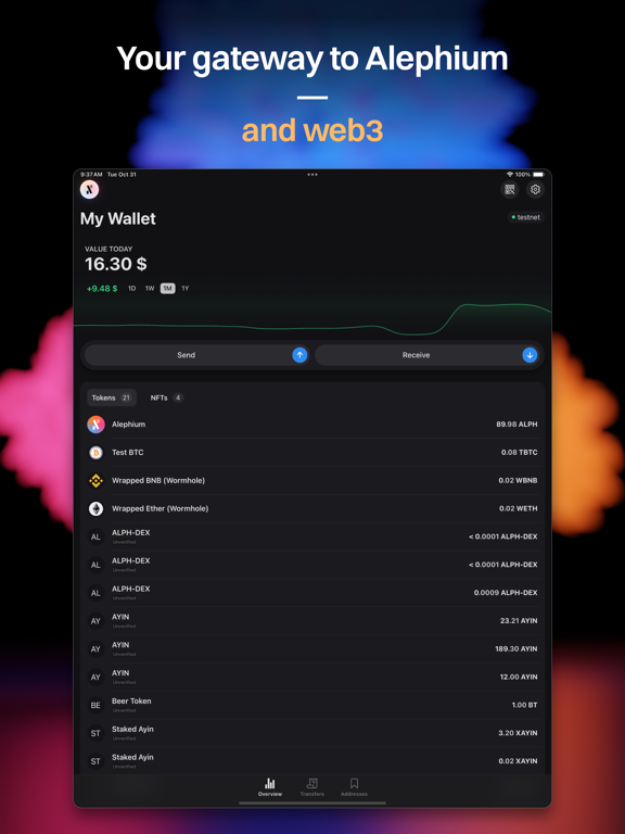 Alephium Wallet iPad screenshot 1 - Finance app