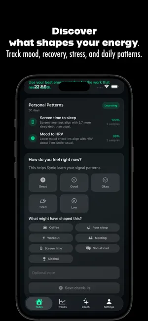 Syniq: Stress & Recovery screenshot 2