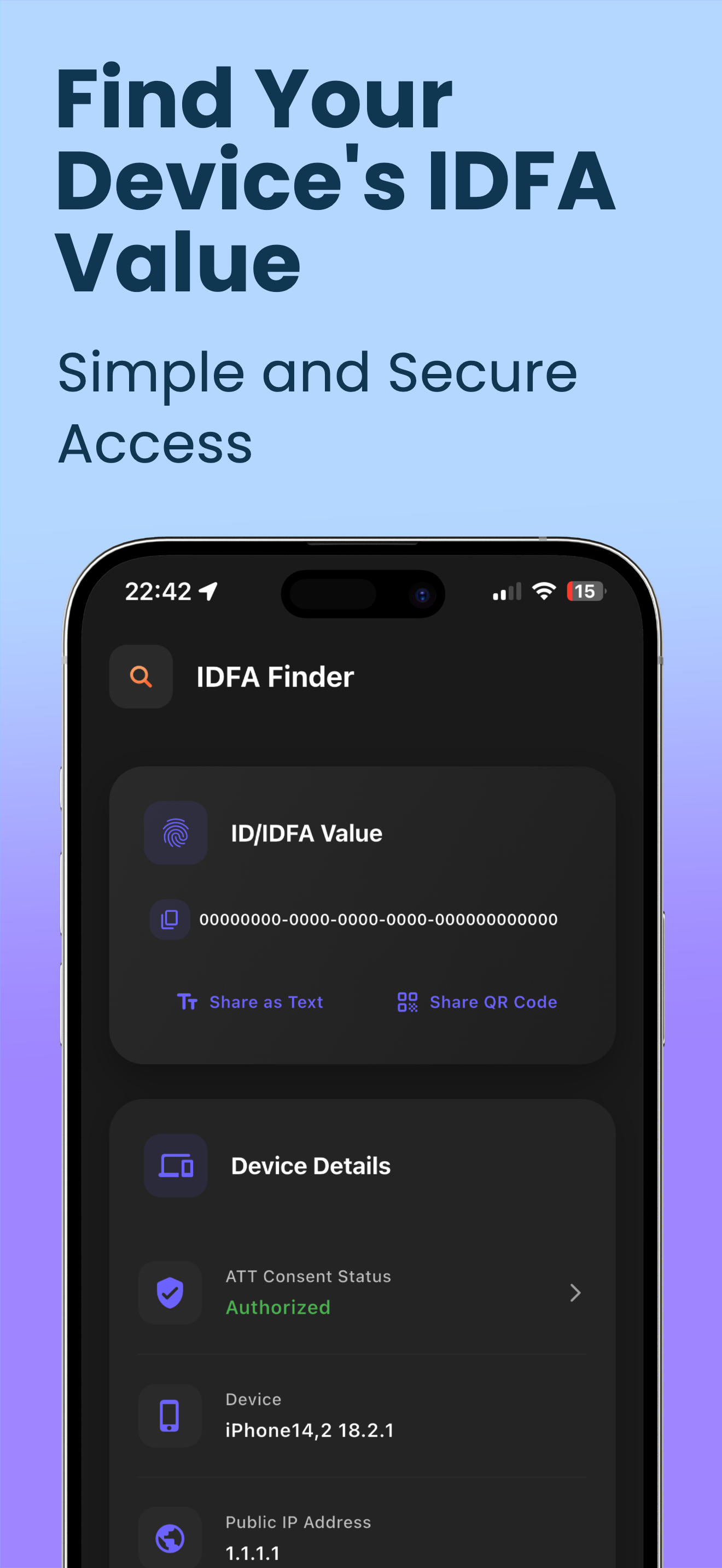 IDFA: Find Device IDFA & Share