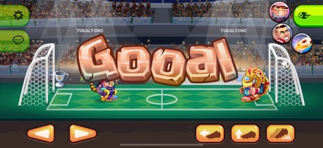 Head Ball 2 - Soccer Game - The app captures the excitement of scoring with a dynamic 'Goooal!' text overlay, providing instant and satisfying feedback on the player's achievement.