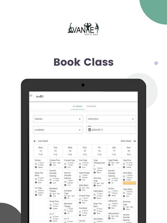 Avante Gym & Yoga iPad screenshot