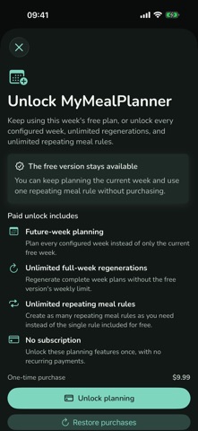 MyMealPlanner - Weekly Meals iPhone screenshot