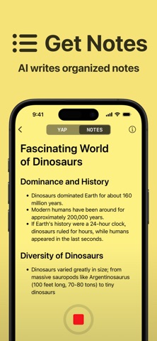 YAP Notes: AI Voice Summaries iPhone screenshot