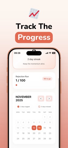 100 Rejections: Overcome Fear iPhone screenshot