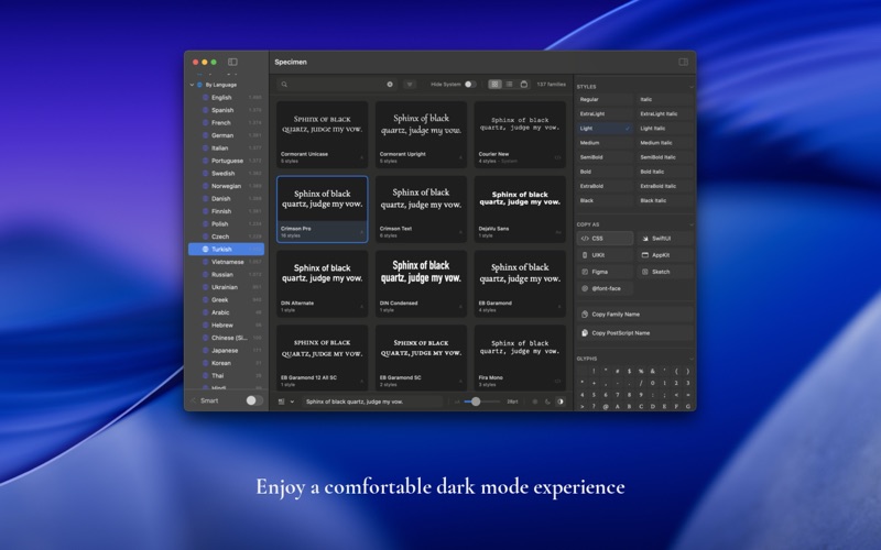 Specimen - Font Manager screenshot