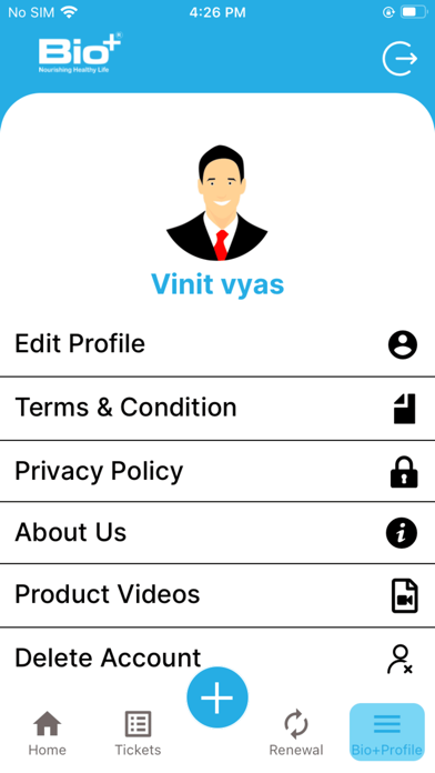 Bio+ Warranty Screenshot