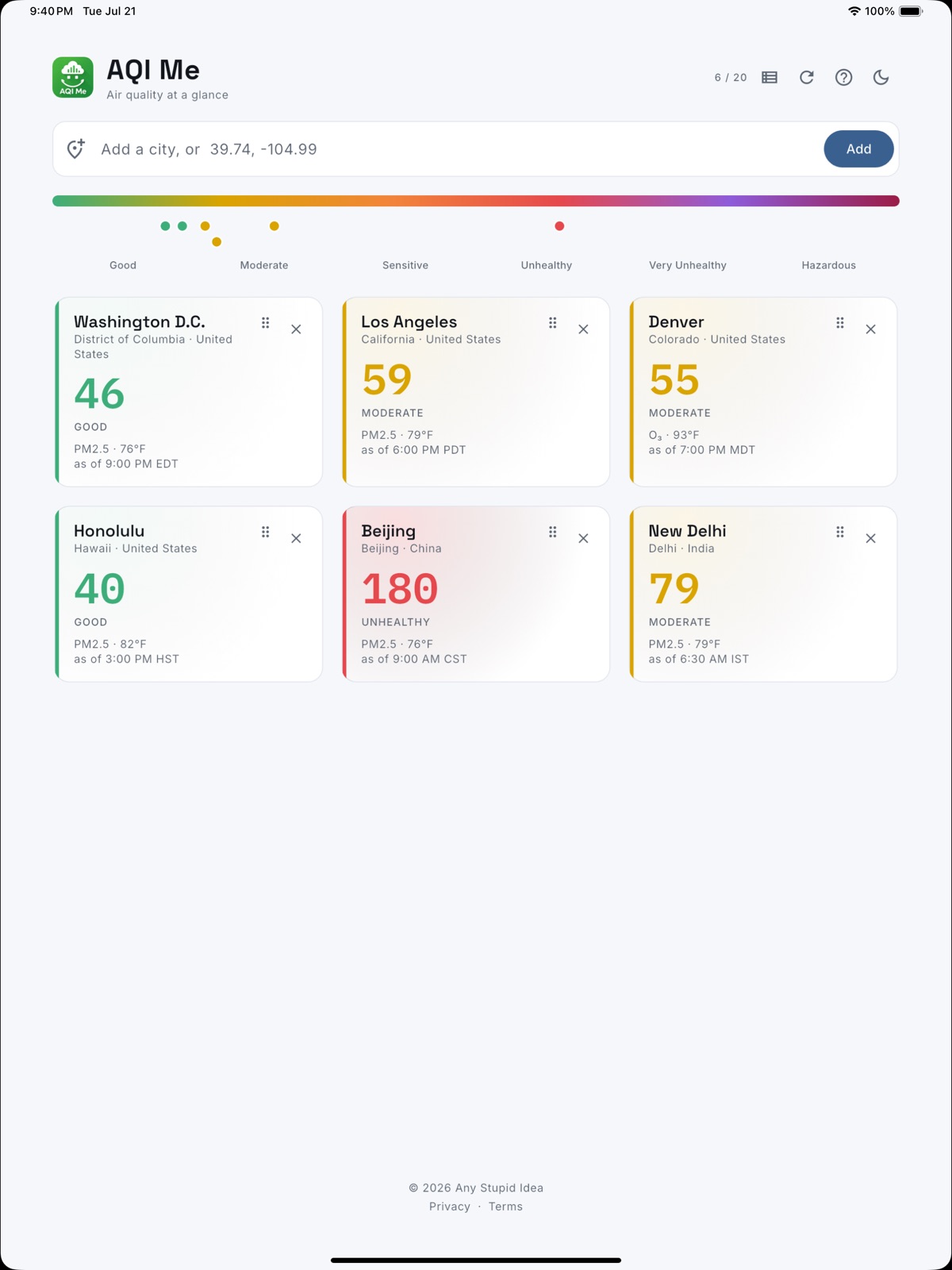 AQI Me ipad screenshot 1