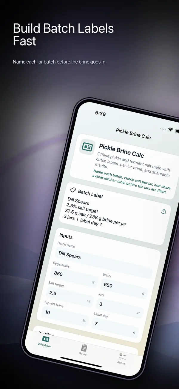 Screenshot #1 pour Pickle Brine Calculator