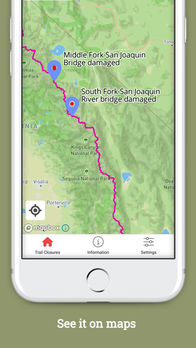 Pacific Crest Trail Closures Screenshot