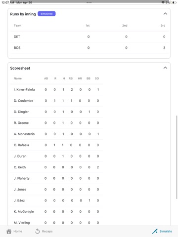 Pro Baseball Simulator iPad screenshot