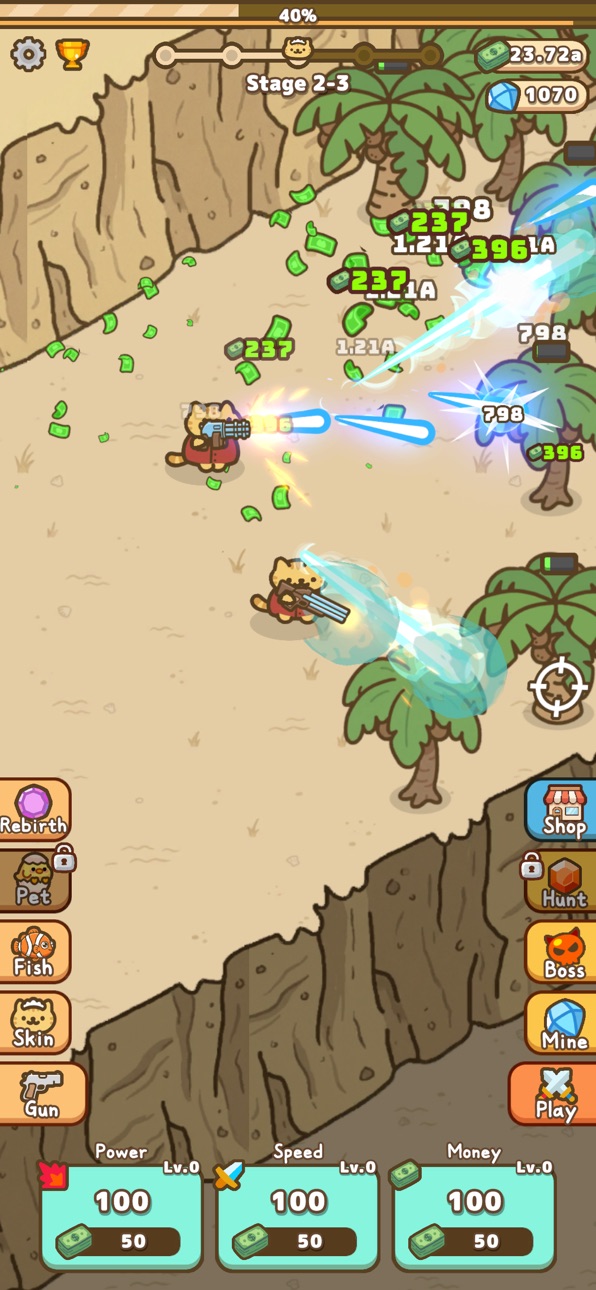 Idle Cat Gunner: Shooter RPG iOS Mod IPA screenshot 5 - iOS game interface