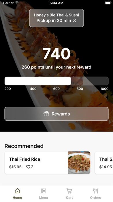Honey's Bie Thai & Sushi iPhone screenshot 1 - Food & Drink app