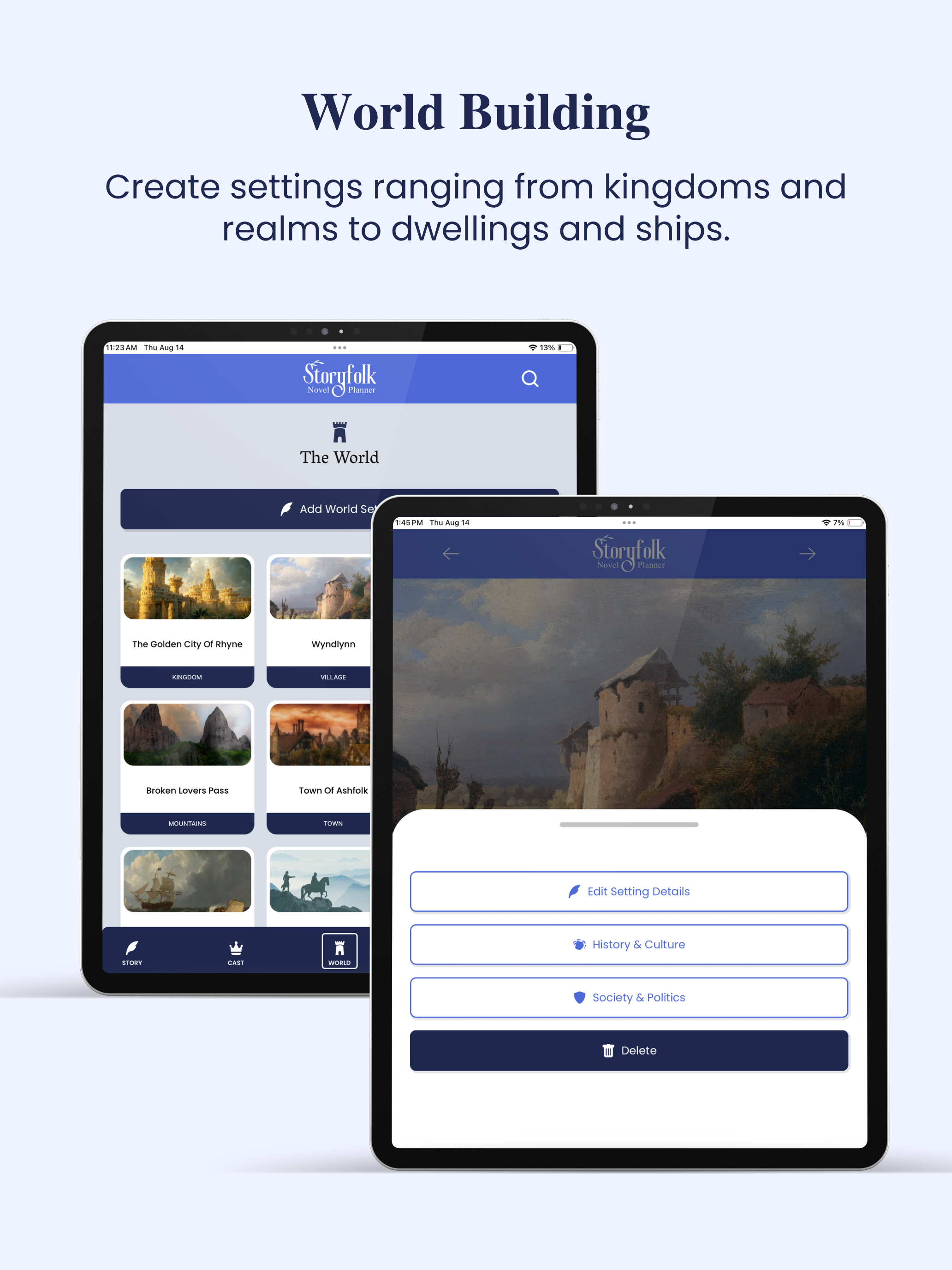 Storyfolk Novel Planner App